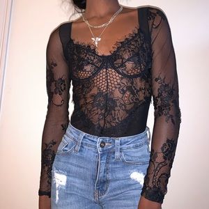 Long sleeve lace bodysuit
